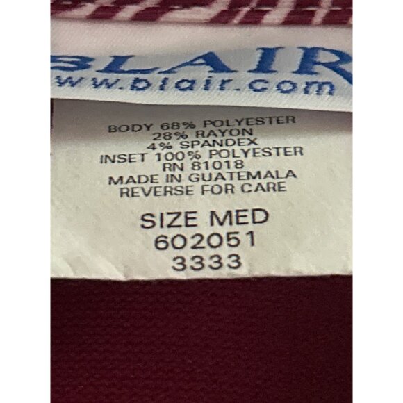 Blair Womens M Burgundy Faux 2 Pc Sweater With Zebra Print Collared Shirt - Picture 4 of 6